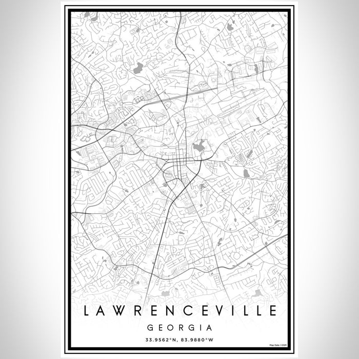 Lawrenceville Georgia Map Print Portrait Orientation in Classic Style With Shaded Background