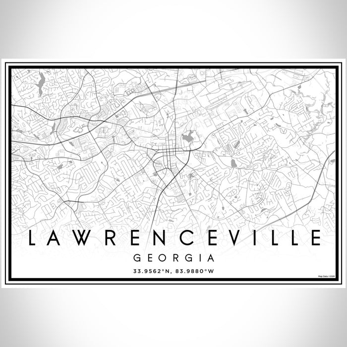 Lawrenceville Georgia Map Print Landscape Orientation in Classic Style With Shaded Background