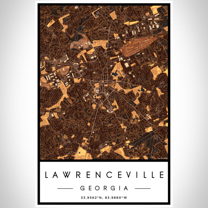 Lawrenceville Georgia Map Print Portrait Orientation in Ember Style With Shaded Background