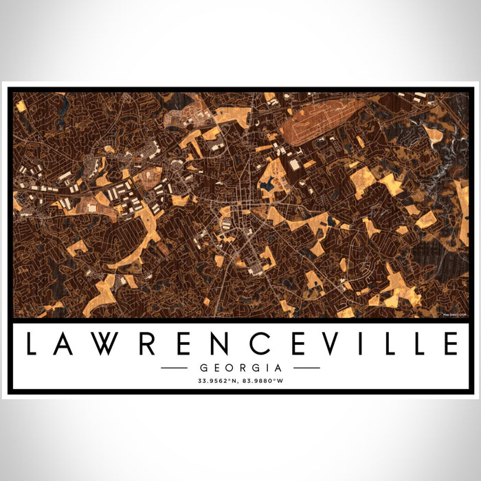 Lawrenceville Georgia Map Print Landscape Orientation in Ember Style With Shaded Background