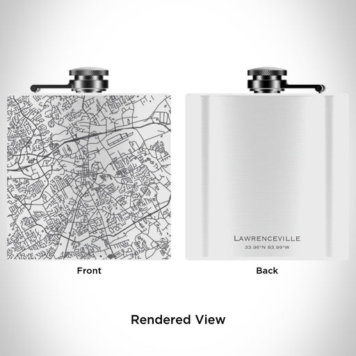 Rendered View of Lawrenceville Georgia Map Engraving on 6oz Stainless Steel Flask in White