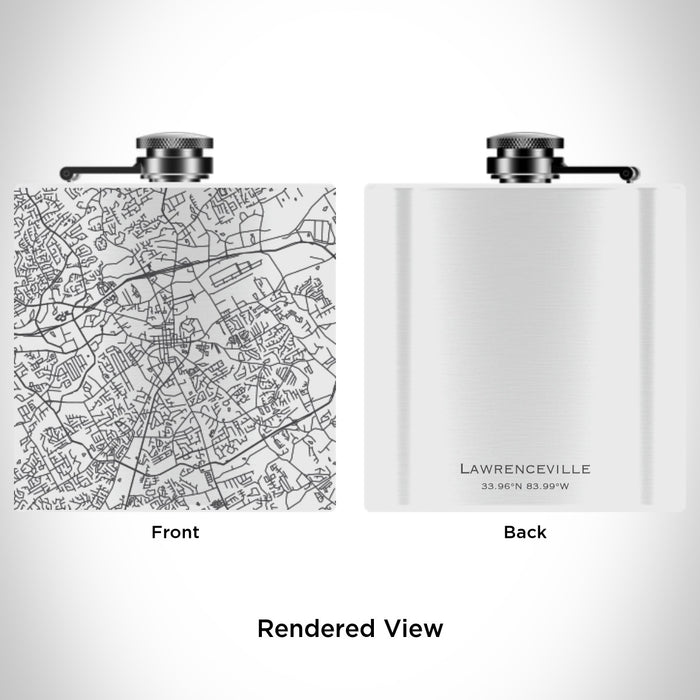 Rendered View of Lawrenceville Georgia Map Engraving on 6oz Stainless Steel Flask in White