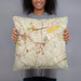 Person holding 18x18 Custom Lawrenceville Georgia Map Throw Pillow in Woodblock