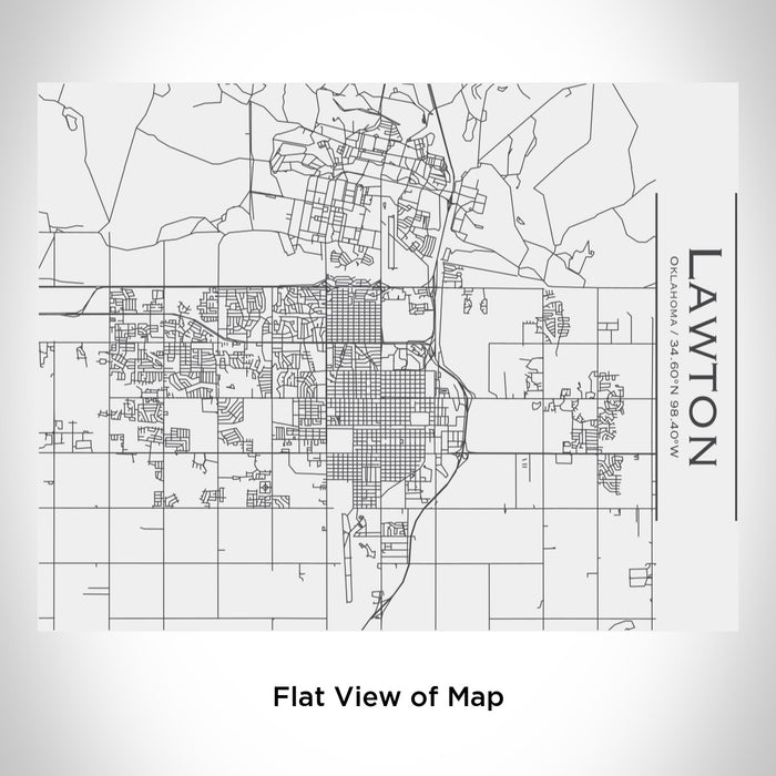 Rendered View of Lawton Oklahoma Map Engraving on 20oz Stainless Steel Insulated Bottle with Bamboo Top in White