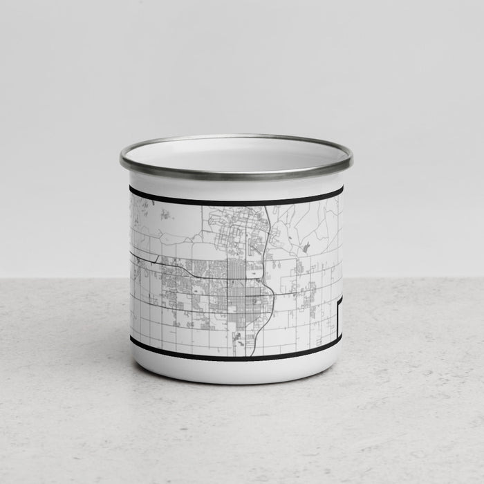 Front View Custom Lawton Oklahoma Map Enamel Mug in Classic