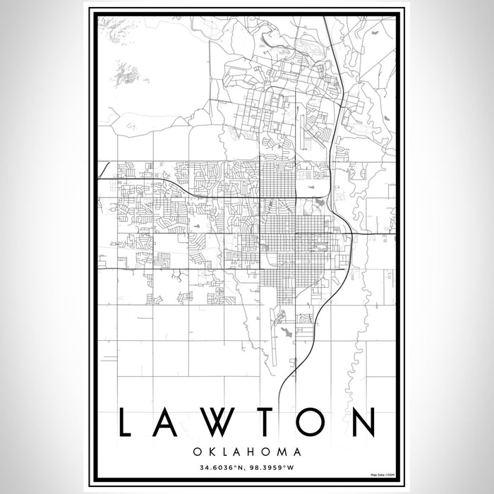 Lawton Oklahoma Map Print Portrait Orientation in Classic Style With Shaded Background