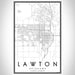 Lawton Oklahoma Map Print Portrait Orientation in Classic Style With Shaded Background