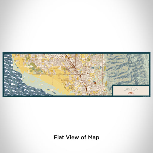 Flat View of Map Custom Layton Utah Map Enamel Mug in Woodblock