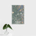 16x24 Leadville Colorado Map Print Portrait Orientation in Afternoon Style With Tropical Plant Leaves in Water
