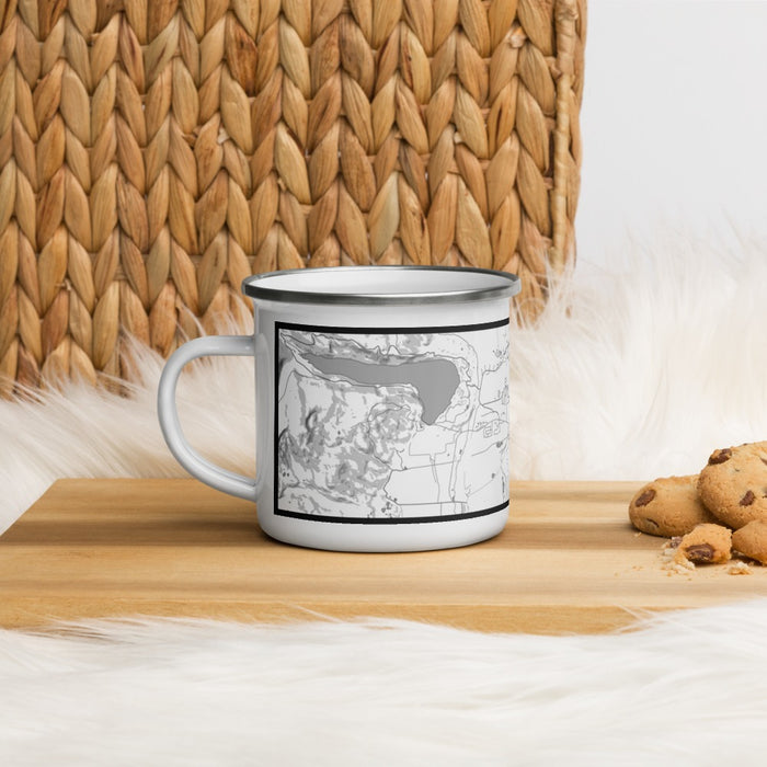 Left View Custom Leadville Colorado Map Enamel Mug in Classic on Table Top