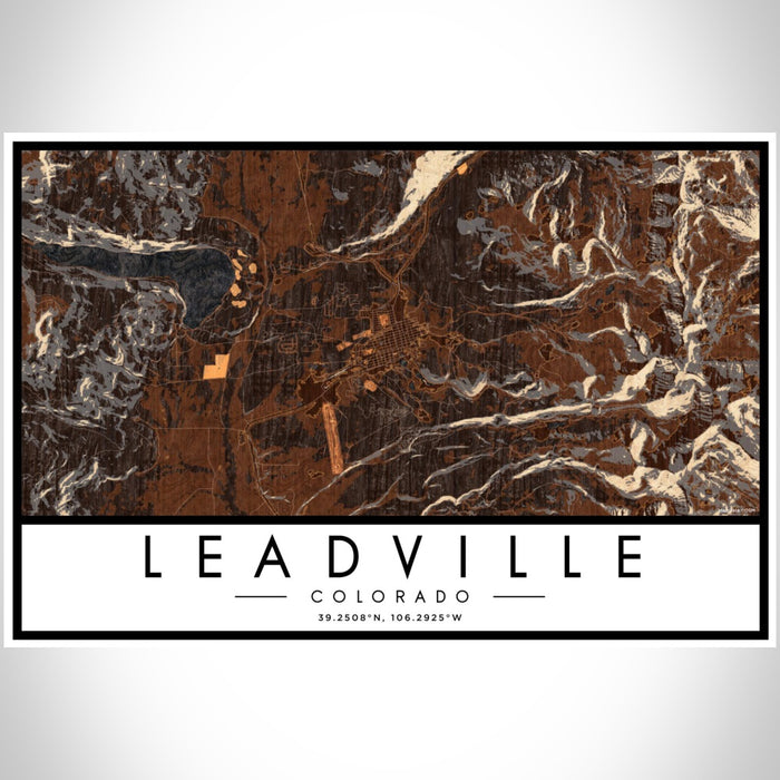 Leadville Colorado Map Print Landscape Orientation in Ember Style With Shaded Background