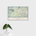 16x24 Leadville Colorado Map Print Landscape Orientation in Woodblock Style With Tropical Plant Leaves in Water