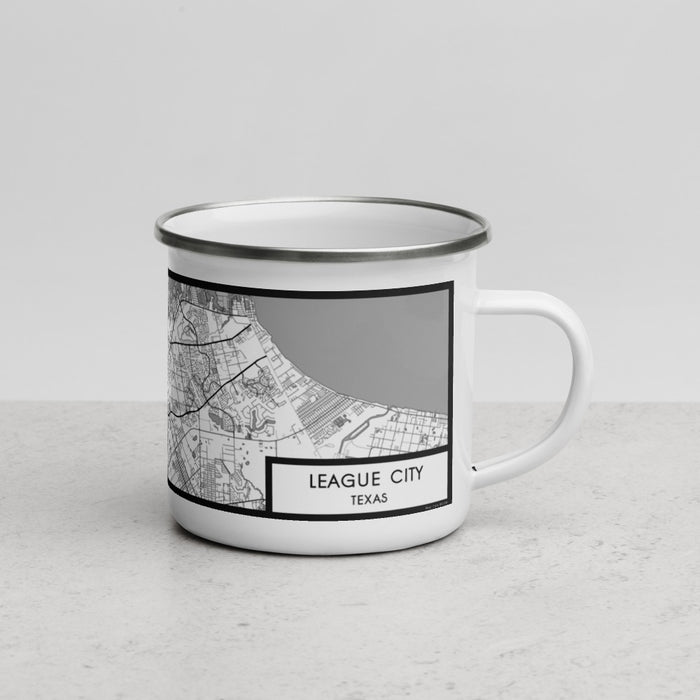Right View Custom League City Texas Map Enamel Mug in Classic