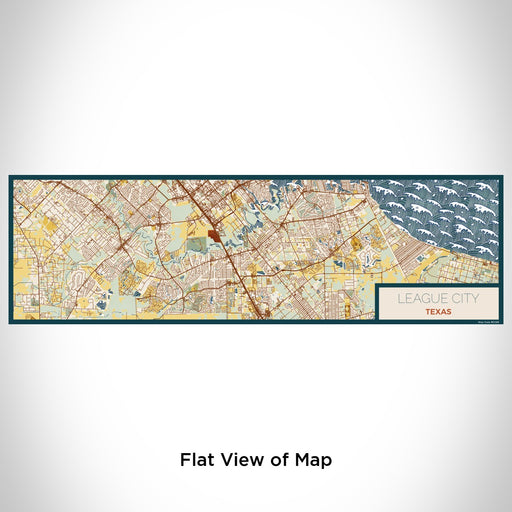 Flat View of Map Custom League City Texas Map Enamel Mug in Woodblock