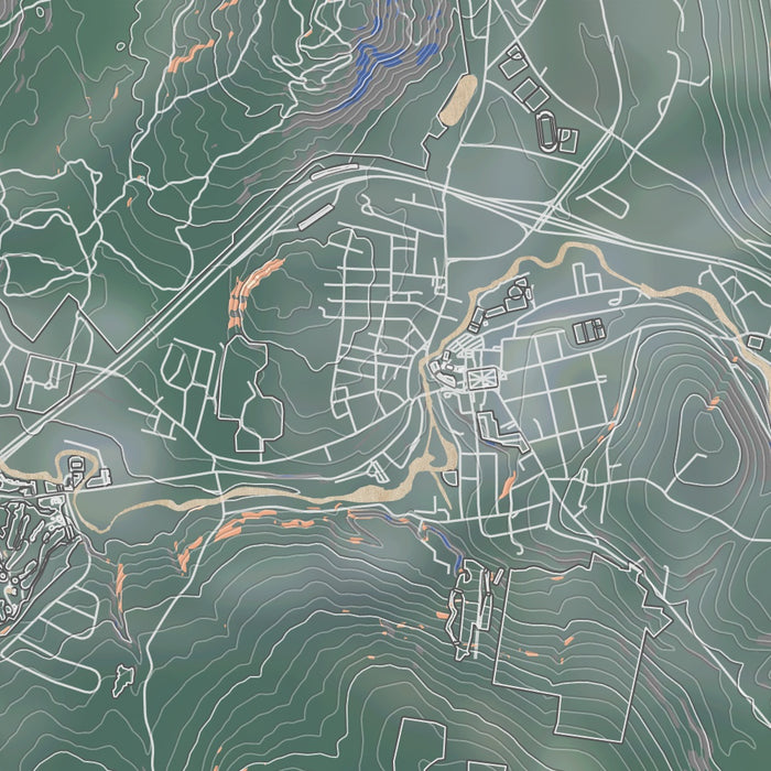 Lebanon New Hampshire Map Print in Afternoon Style Zoomed In Close Up Showing Details