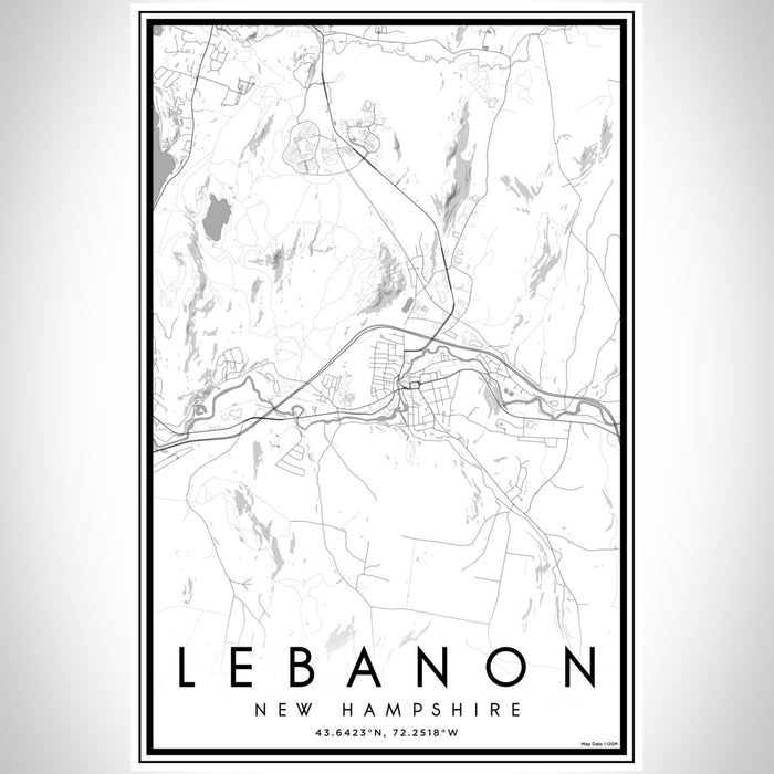 Lebanon New Hampshire Map Print Portrait Orientation in Classic Style With Shaded Background