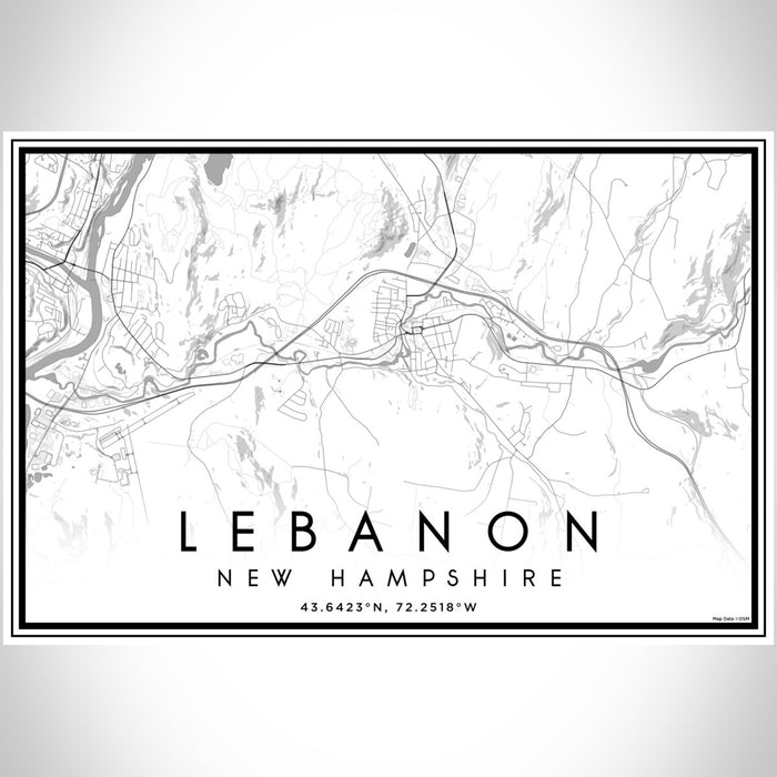 Lebanon New Hampshire Map Print Landscape Orientation in Classic Style With Shaded Background