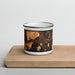 Front View Custom Lebanon New Hampshire Map Enamel Mug in Ember on Cutting Board