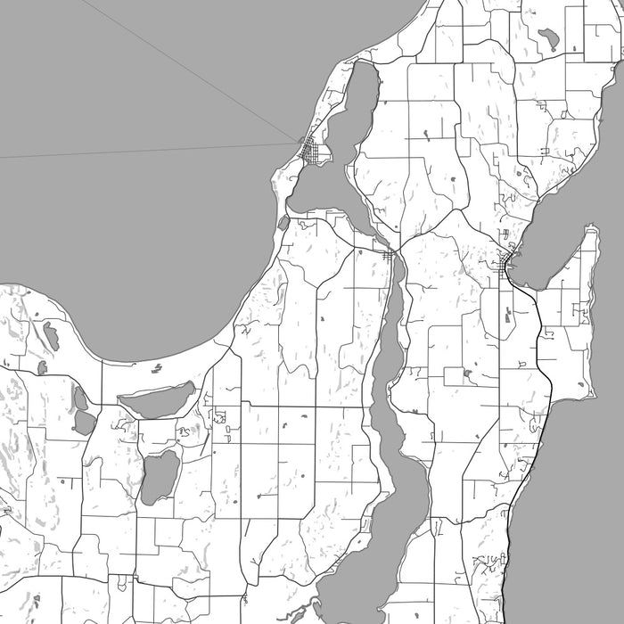 Leelanau Michigan Map Print in Classic Style Zoomed In Close Up Showing Details