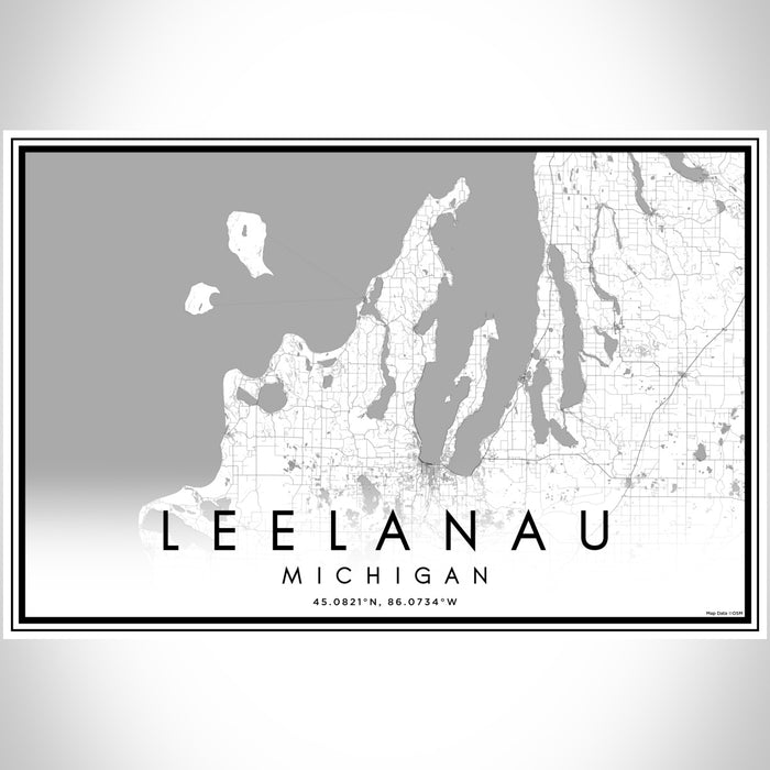 Leelanau Michigan Map Print Landscape Orientation in Classic Style With Shaded Background