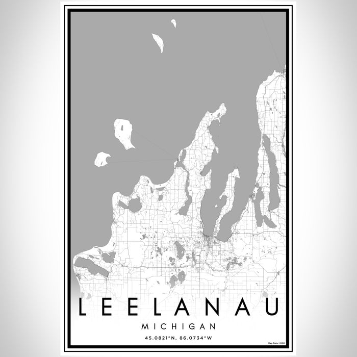 Leelanau Michigan Map Print Portrait Orientation in Classic Style With Shaded Background