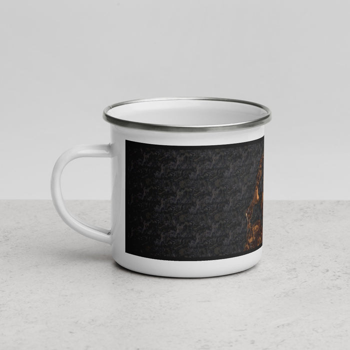 Left View Custom Leelanau Michigan Map Enamel Mug in Ember