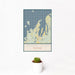 12x18 Leelanau County Michigan Map Print Portrait Orientation in Woodblock Style With Small Cactus Plant in White Planter