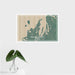 16x24 Leelanau County Michigan Map Print Landscape Orientation in Afternoon Style With Tropical Plant Leaves in Water