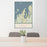 24x36 Leelanau County Michigan Map Print Portrait Orientation in Woodblock Style Behind 2 Chairs Table and Potted Plant