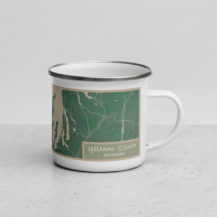 Right View Custom Leelanau County Michigan Map Enamel Mug in Afternoon