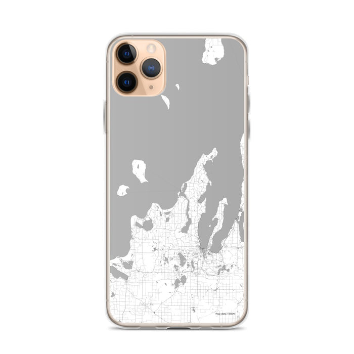 Custom iPhone 11 Pro Max Leelanau County Michigan Map Phone Case in Classic
