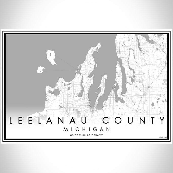 Leelanau County Michigan Map Print Landscape Orientation in Classic Style With Shaded Background