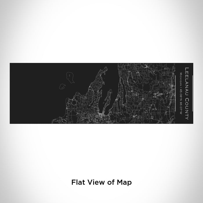 Rendered View of Leelanau County Michigan Map Engraving on 10oz Stainless Steel Insulated Cup with Sliding Lid in Black
