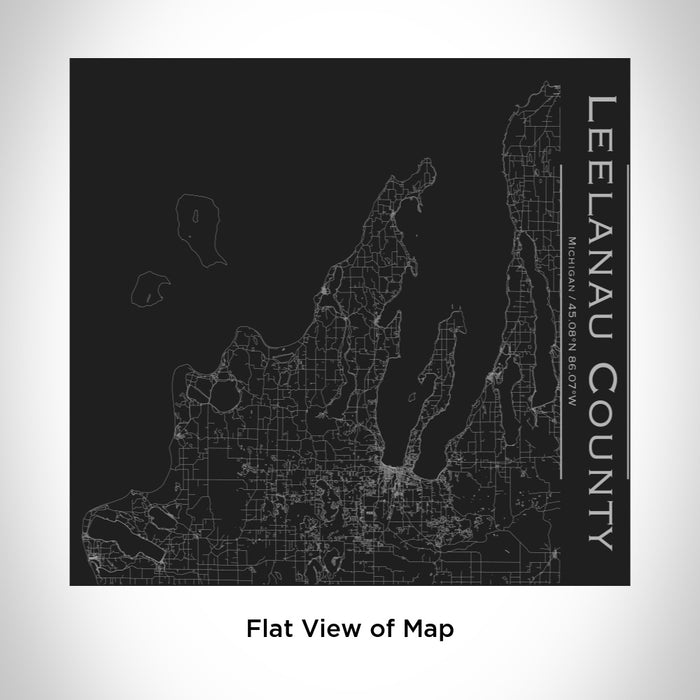 Rendered View of Leelanau County Michigan Map Engraving on 17oz Stainless Steel Insulated Tumbler in Black