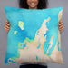 Person holding 22x22 Custom Leelanau County Michigan Map Throw Pillow in Watercolor