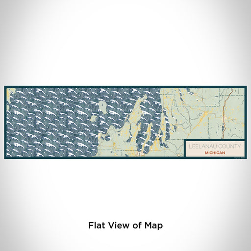 Flat View of Map Custom Leelanau County Michigan Map Enamel Mug in Woodblock