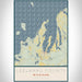 Leelanau County Michigan Map Print Portrait Orientation in Woodblock Style With Shaded Background