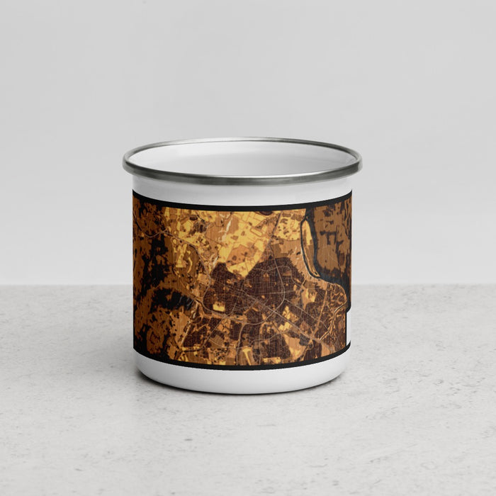 Front View Custom Leesburg Virginia Map Enamel Mug in Ember