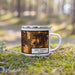 Right View Custom Lee's Summit Missouri Map Enamel Mug in Ember on Grass With Trees in Background