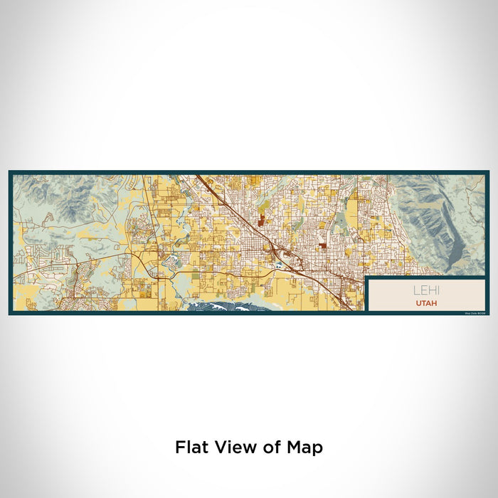 Flat View of Map Custom Lehi Utah Map Enamel Mug in Woodblock