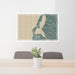 24x36 Leland Michigan Map Print Lanscape Orientation in Afternoon Style Behind 2 Chairs Table and Potted Plant