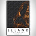 Leland Michigan Map Print Portrait Orientation in Ember Style With Shaded Background