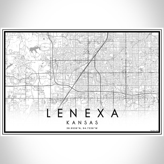 Lenexa Kansas Map Print Landscape Orientation in Classic Style With Shaded Background