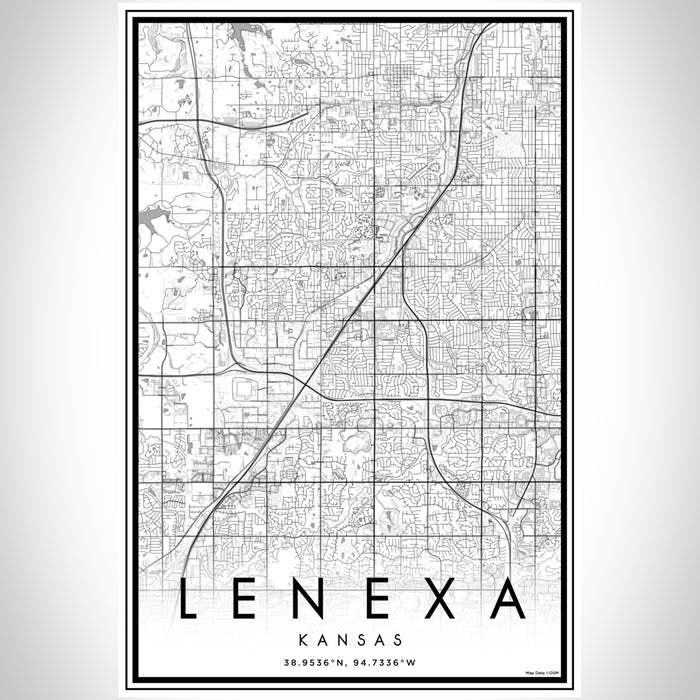 Lenexa Kansas Map Print Portrait Orientation in Classic Style With Shaded Background