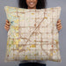 Person holding 22x22 Custom Lenexa Kansas Map Throw Pillow in Woodblock