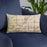 Custom Lenexa Kansas Map Throw Pillow in Woodblock on Blue Colored Chair