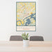 24x36 Lenoir City Tennessee Map Print Portrait Orientation in Woodblock Style Behind 2 Chairs Table and Potted Plant