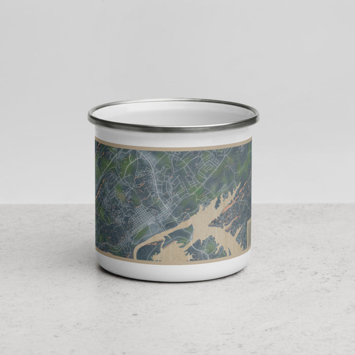 Front View Custom Lenoir City Tennessee Map Enamel Mug in Afternoon
