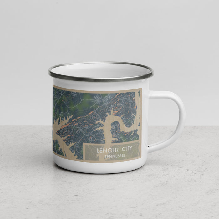 Right View Custom Lenoir City Tennessee Map Enamel Mug in Afternoon