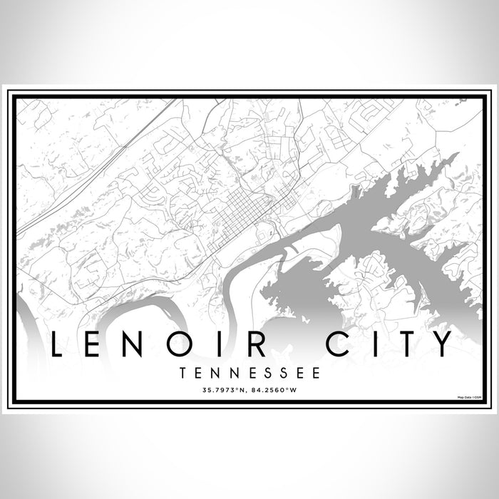 Lenoir City Tennessee Map Print Landscape Orientation in Classic Style With Shaded Background
